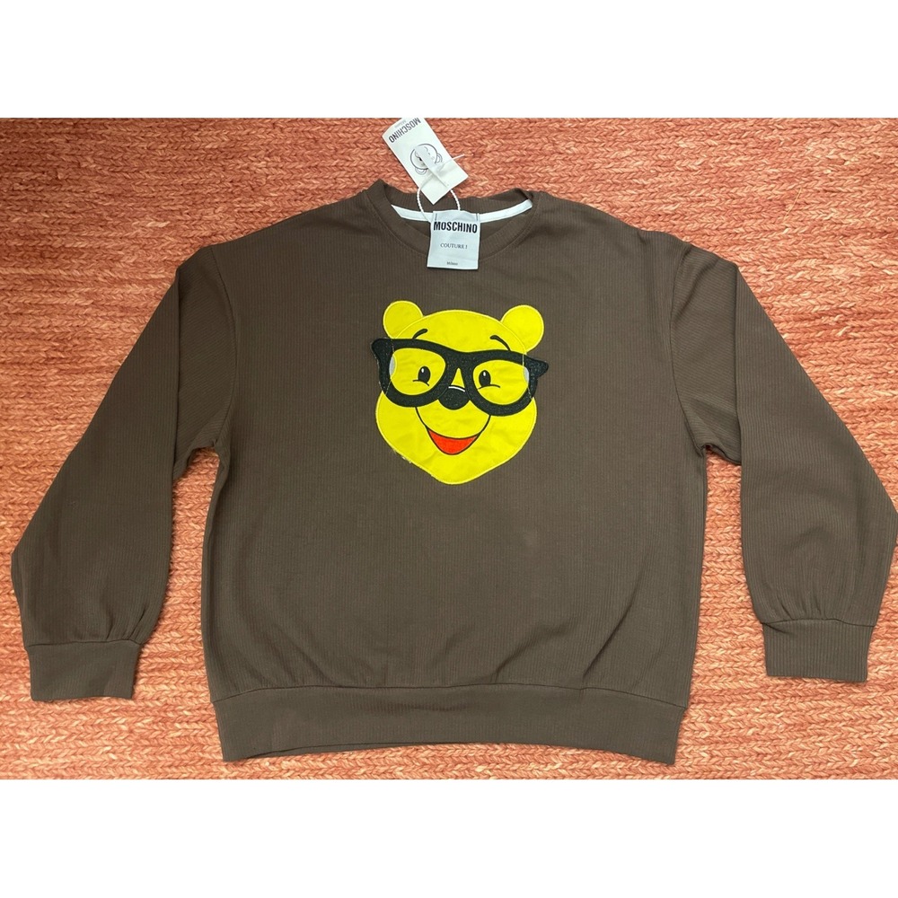 Moschino‎ Couture! NWT Winnie The Pooh Appliqué Brown Sweatshirt **Size**  Pics